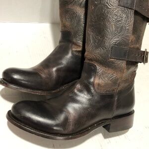 J B Dillon Etching Leather Boots